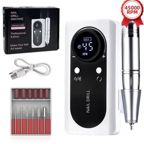 image-45000RPM Nail Drill Machine Kit Rechargeable Nail Sander Machine With