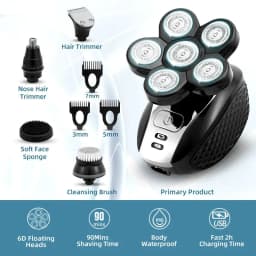 image-Electric Shaver For Men Wet Dry Head Electric Razor Beard Hair Trimmer