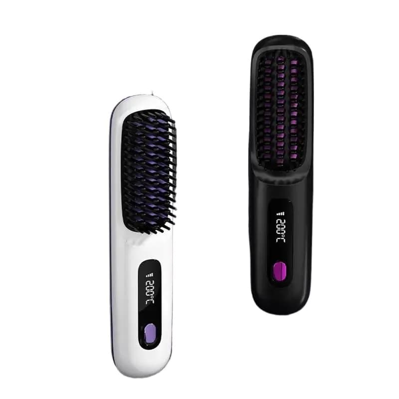image-Cordless Hair Straightener Brush LCD Display Cordless Electric Hot