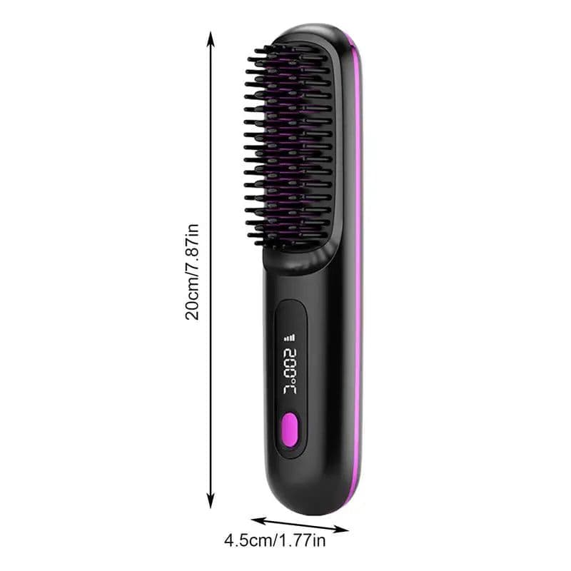 image-Cordless Hair Straightener Brush LCD Display Cordless Electric Hot