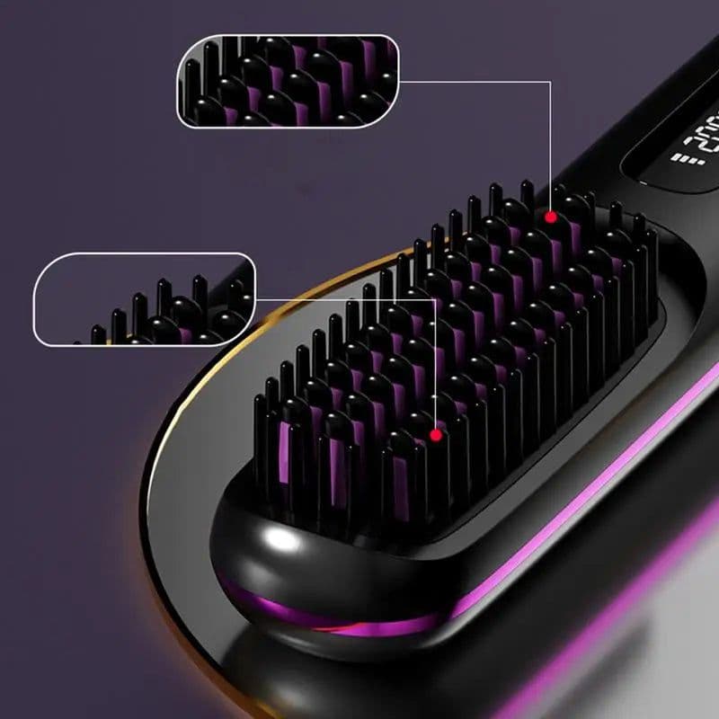 image-Cordless Hair Straightener Brush LCD Display Cordless Electric Hot