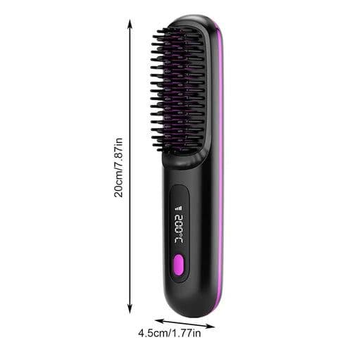image-Cordless Hair Straightener Brush LCD Display Cordless Electric Hot