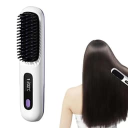 image-Hair Straightener Brush Electric Hot Comb With 3 Heating Settings USB