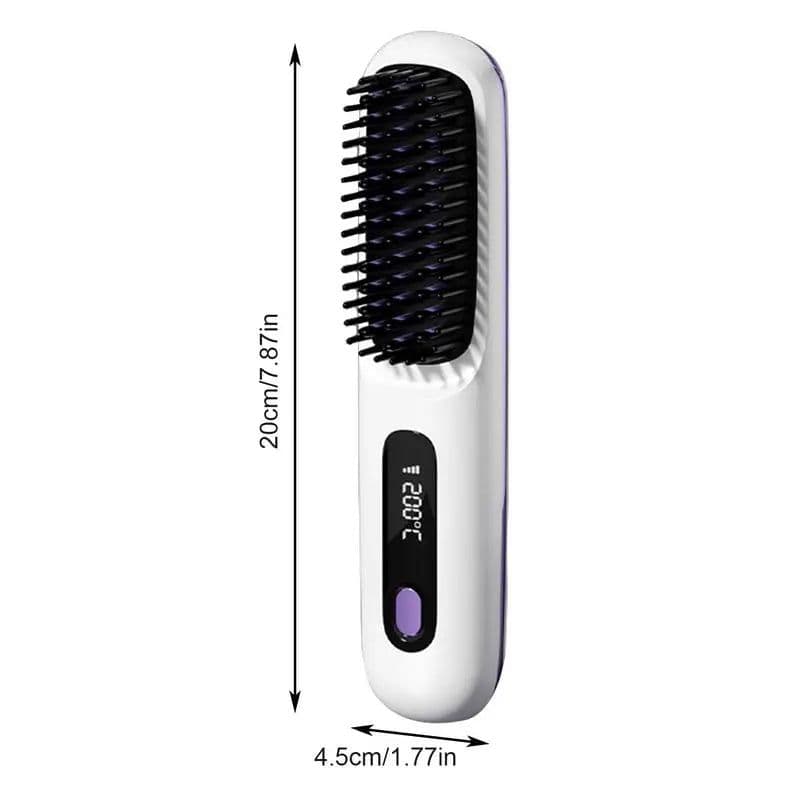 image-Hair Straightener Brush Electric Hot Comb With 3 Heating Settings USB