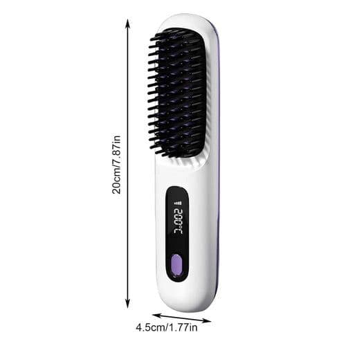 image-Hair Straightener Brush Electric Hot Comb With 3 Heating Settings USB