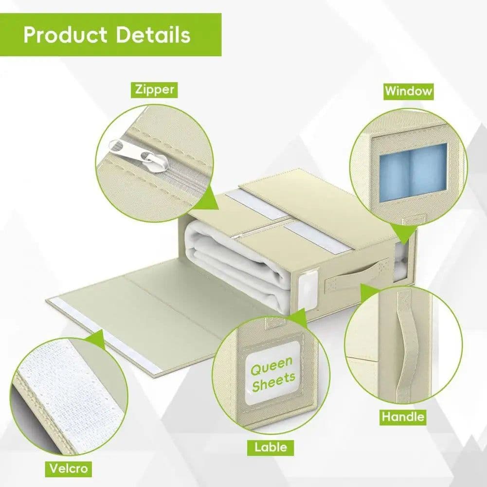 image-Portable Handle Bed Sheet Box Bed Sheet Storage Box Capacity Bed Sheet