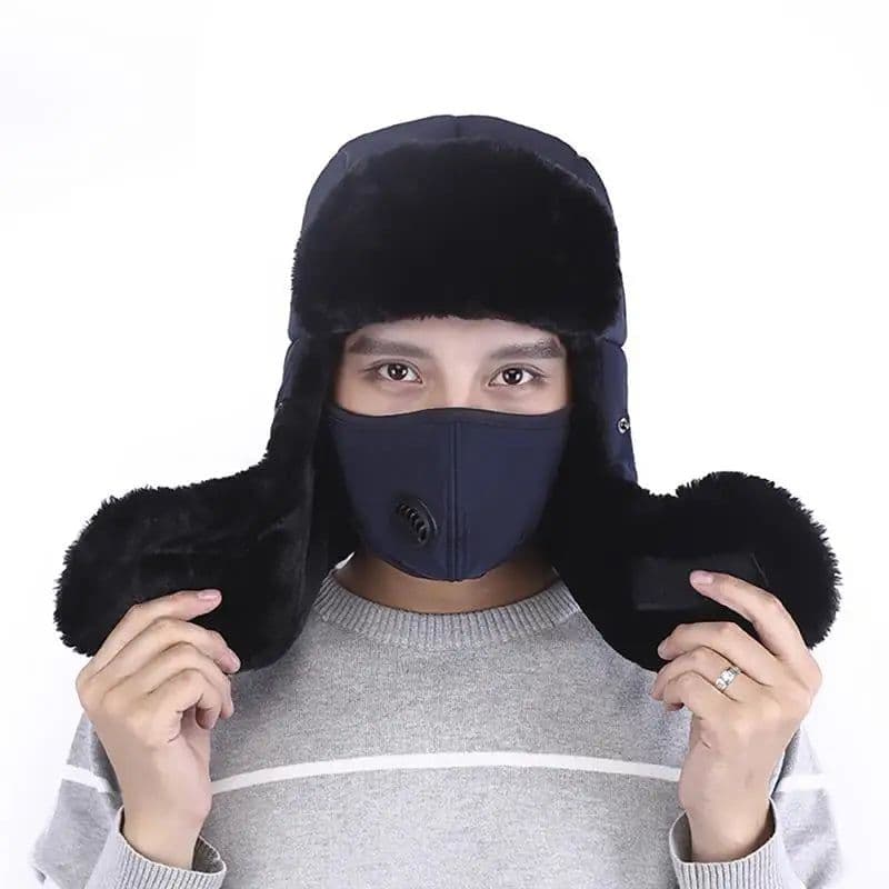 image-Fashion Trooper Hat Unisex Winter Trapper Cap Ear Flap Hat With Mouth