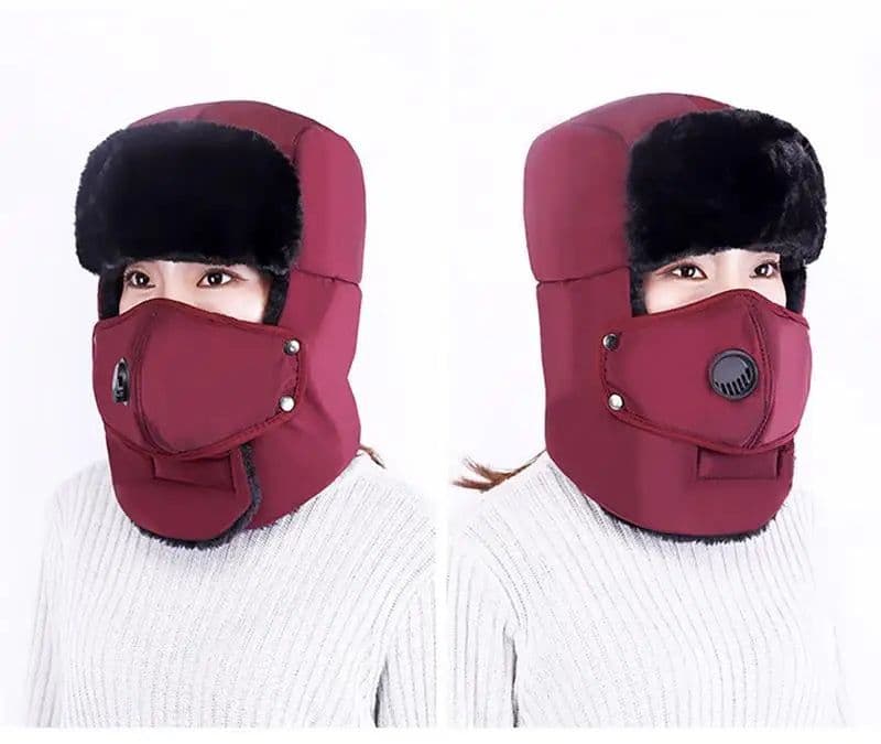 image-Fashion Trooper Hat Unisex Winter Trapper Cap Ear Flap Hat With Mouth