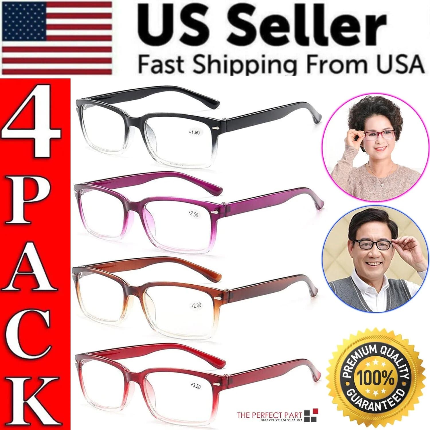 image-Reading Glasses Mens Womens Unisex Readers 4 PACK Square Frame New