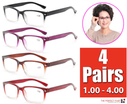image-Reading Glasses Mens Womens Unisex Readers 4 PACK Square Frame New