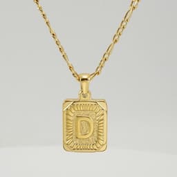 image-18" Gold Plated Initial Letter Pendant Necklace Stainless Steel Figaro