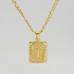 image-18" Gold Plated Initial Letter Pendant Necklace Stainless Steel Figaro
