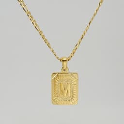 image-18" Gold Plated Initial Letter Pendant Necklace Stainless Steel Figaro