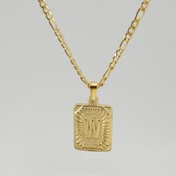 image-18" Gold Plated Initial Letter Pendant Necklace Stainless Steel Figaro