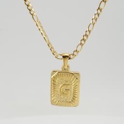 image-18" Gold Plated Initial Letter Pendant Necklace Stainless Steel Figaro