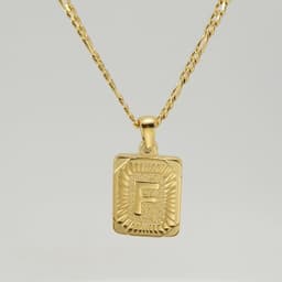 image-18" Gold Plated Initial Letter Pendant Necklace Stainless Steel Figaro