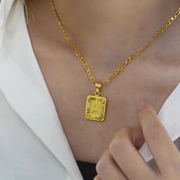 image-18" Gold Plated Initial Letter Pendant Necklace Stainless Steel Figaro