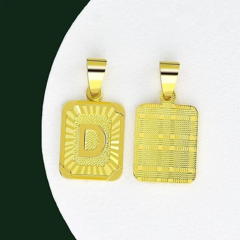 image-18" Gold Plated Initial Letter Pendant Necklace Stainless Steel Figaro