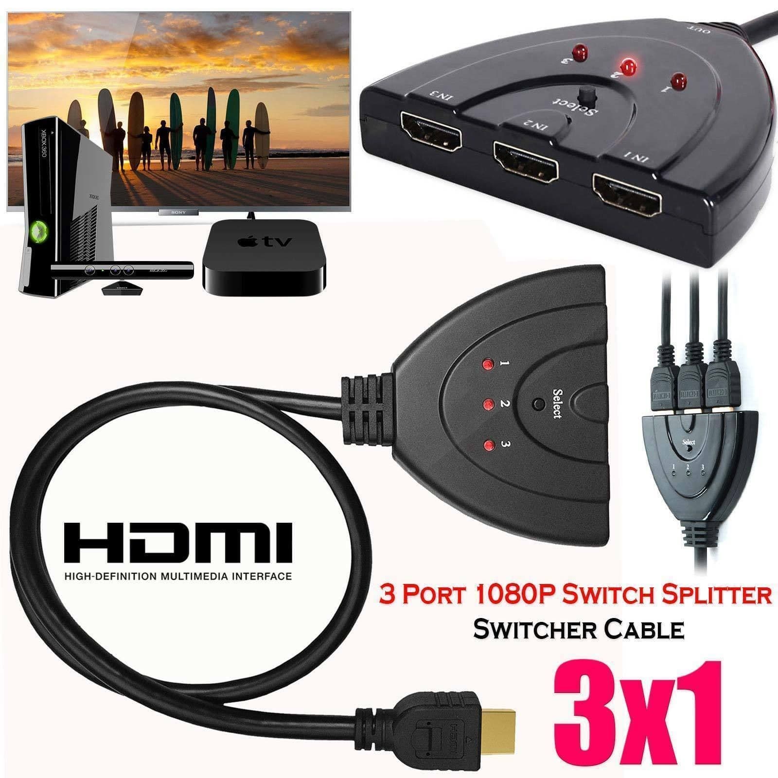 image-3 Port HDMI Splitter Cable 1080/4K Switch Switcher HUB Adapter for