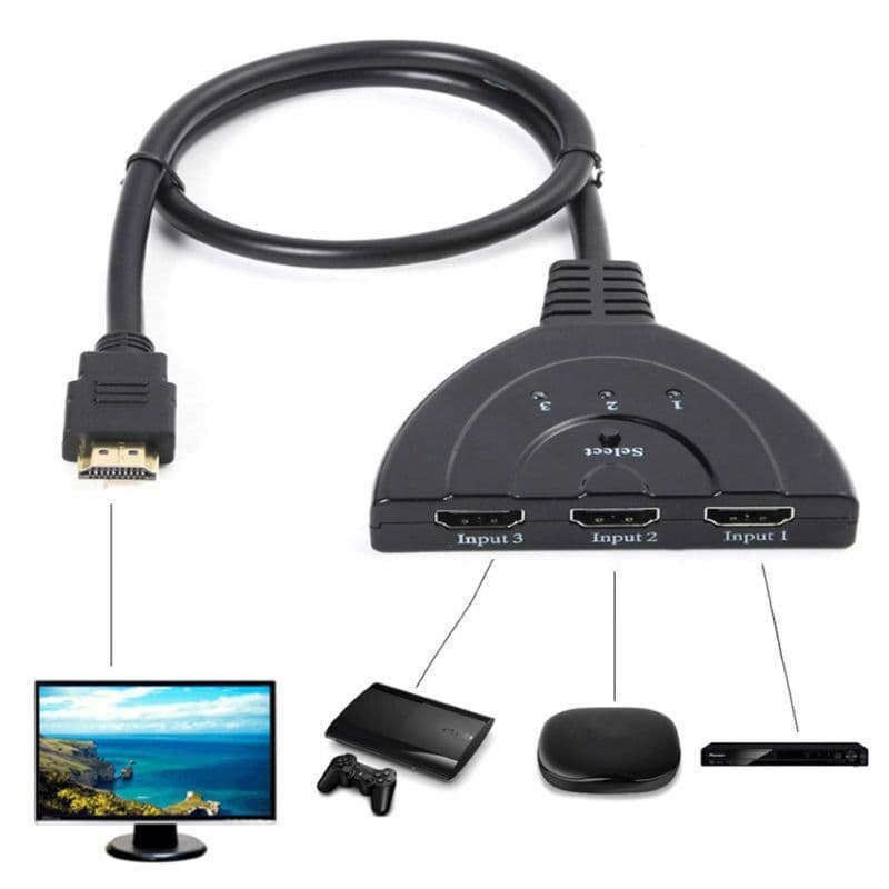 image-3 Port HDMI Splitter Cable 1080/4K Switch Switcher HUB Adapter for