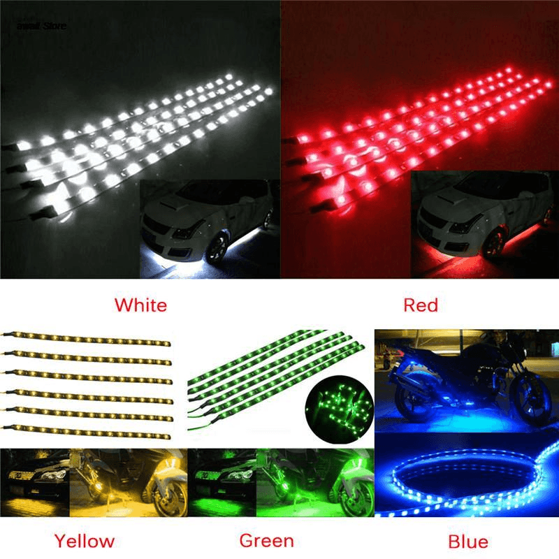 image-Lot Waterproof 12''/15 DC 12V Motor LED Strip Underbody Light For Car