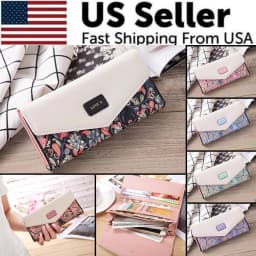 image-Fashion Women Leather Envelope Clutch Wallet Long Card Holder Purse