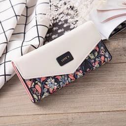 image-Fashion Women Leather Envelope Clutch Wallet Long Card Holder Purse
