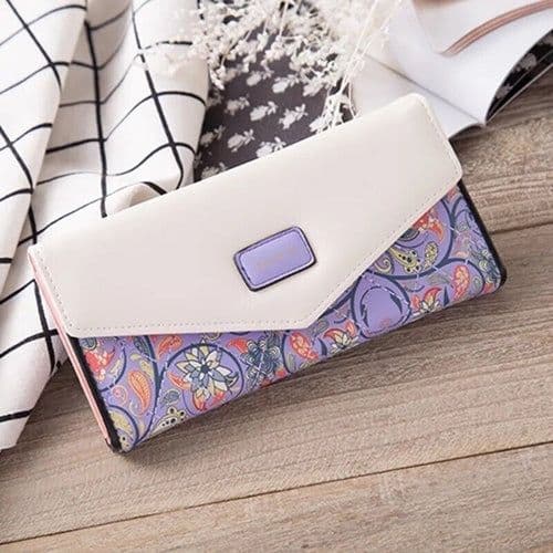 image-Fashion Women Leather Envelope Clutch Wallet Long Card Holder Purse