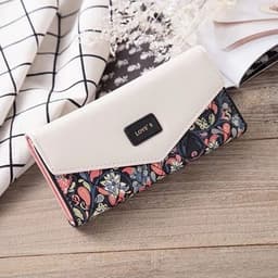 image-Fashion Women Leather Envelope Clutch Wallet Long Card Holder Purse