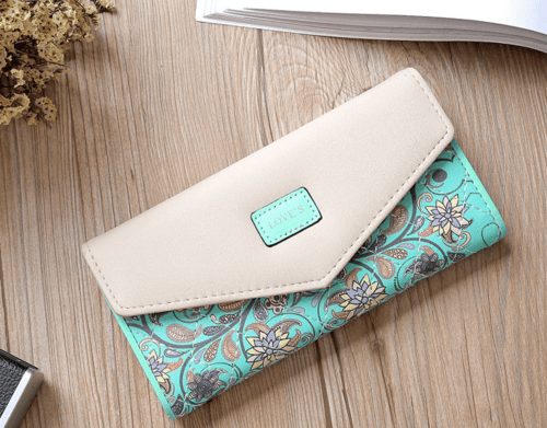image-Fashion Women Leather Envelope Clutch Wallet Long Card Holder Purse