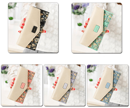 image-Fashion Women Leather Envelope Clutch Wallet Long Card Holder Purse