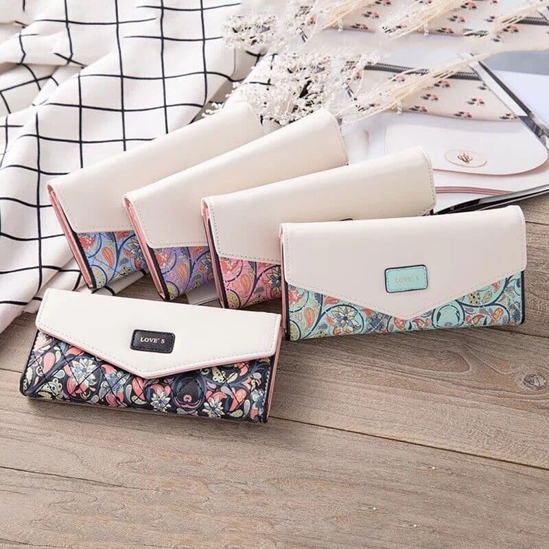 image-Fashion Women Leather Envelope Clutch Wallet Long Card Holder Purse