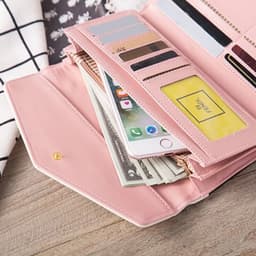 image-Fashion Women Leather Envelope Clutch Wallet Long Card Holder Purse
