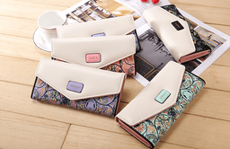 image-Fashion Women Leather Envelope Clutch Wallet Long Card Holder Purse