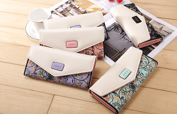 image-Fashion Women Leather Envelope Clutch Wallet Long Card Holder Purse