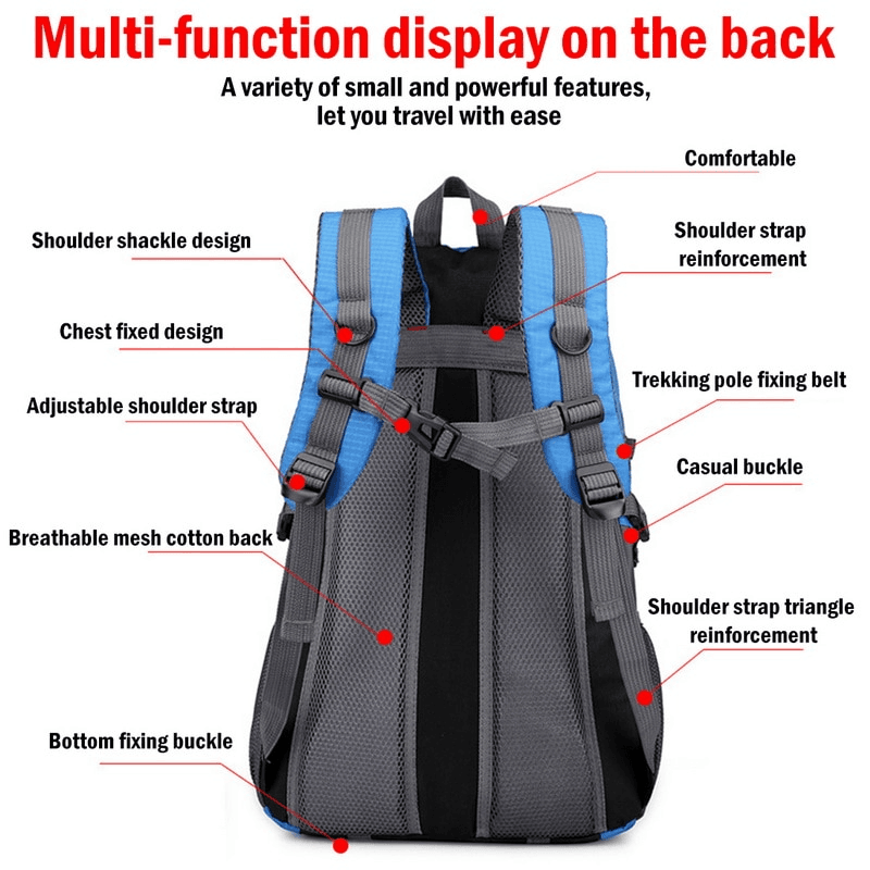 image-40L Men Women Travel Backpack Rucksack Camping Laptop Hiking School