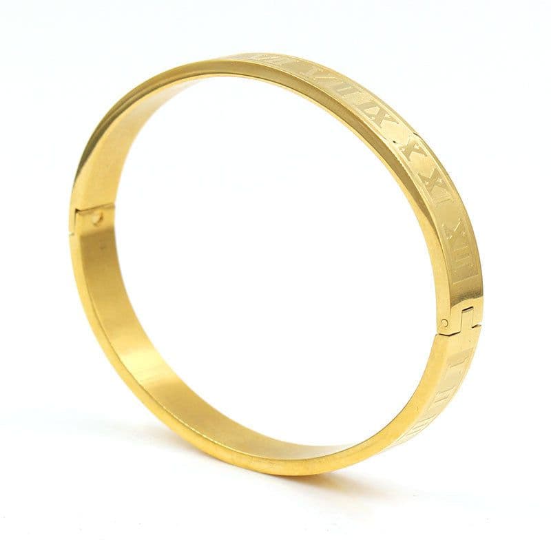 image-Stainless Steel Roman Letter Bracelet - Men's 4mm