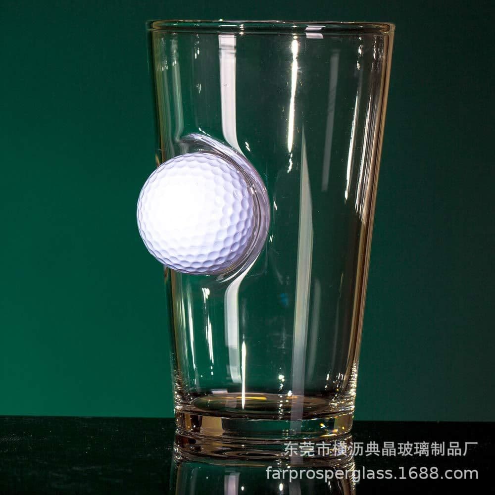 image-Stuck in glass beer glass golf ball embedded creative wine glass