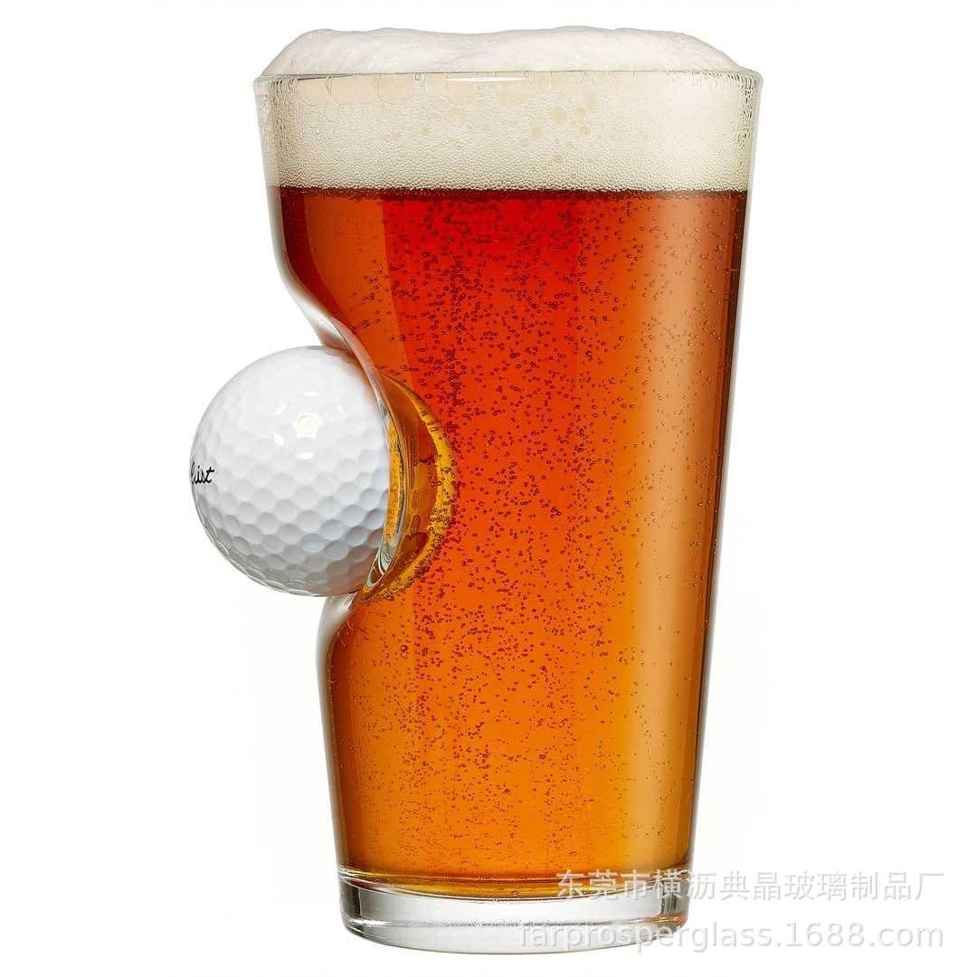 image-Stuck in glass beer glass golf ball embedded creative wine glass