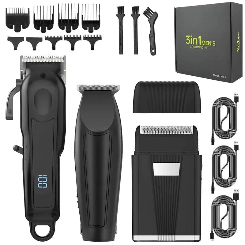 image-3-in-1 Hair Cleaning Set Intelligent Digital Hair Clipper Home Oil