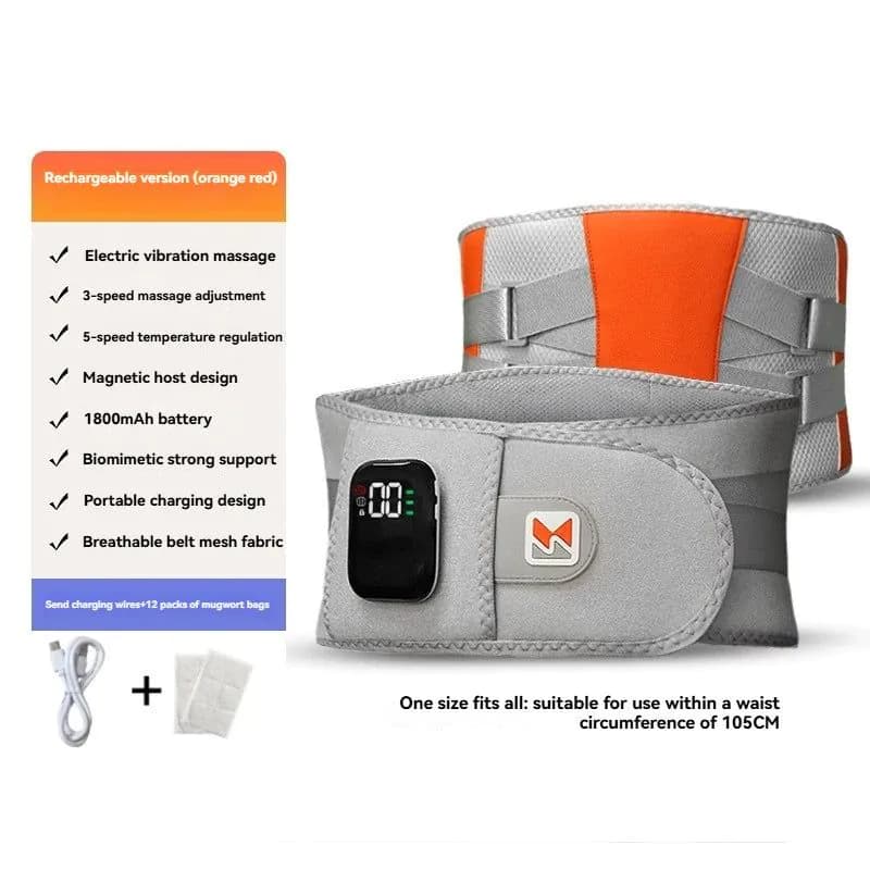 image-Wireless Heating Vibration Massage Belt Steel Plate Support Lumbar