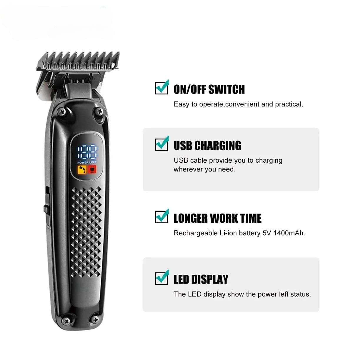 image-Hair Cutting Machine Professional Hair Trimmer Rechargeable Haircut