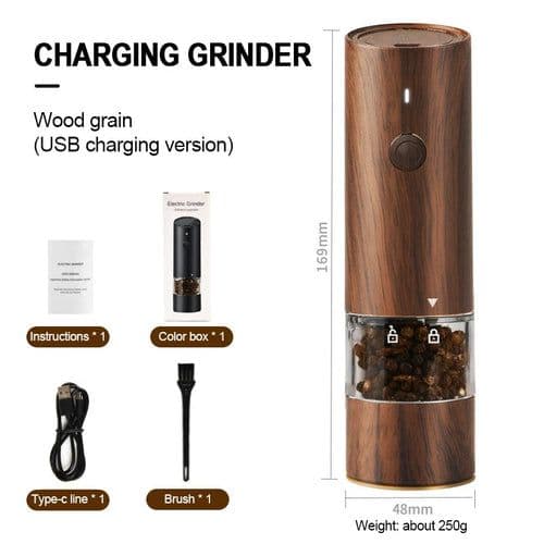 image-Electric Automatic Salt and Pepper Grinder USB Rechargeable Adjustable