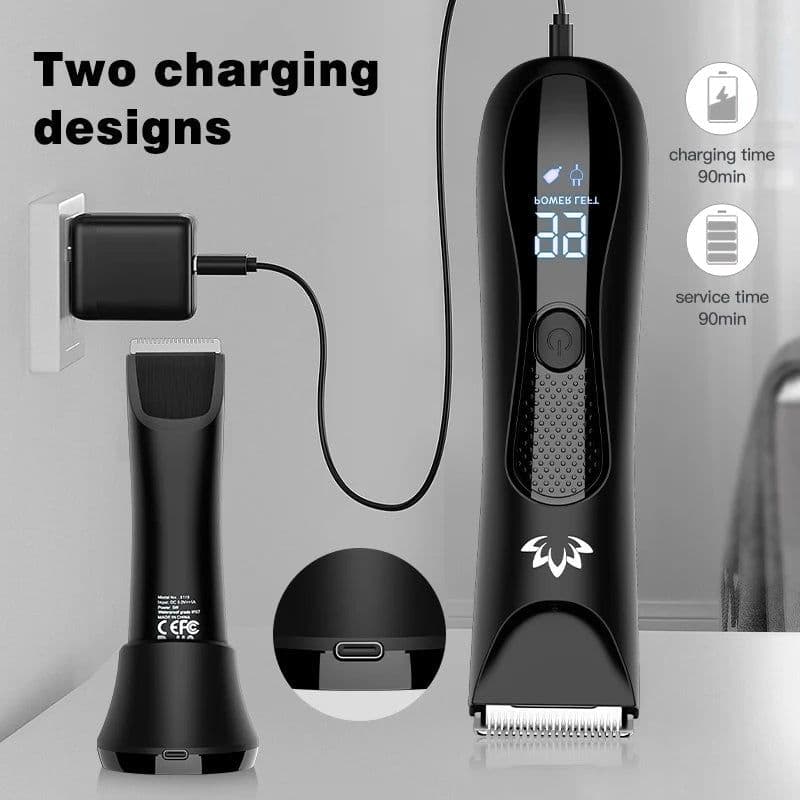 image-Full Body Hair Trimmer With Base Ceramic Steel Cutter Head Body Shaver