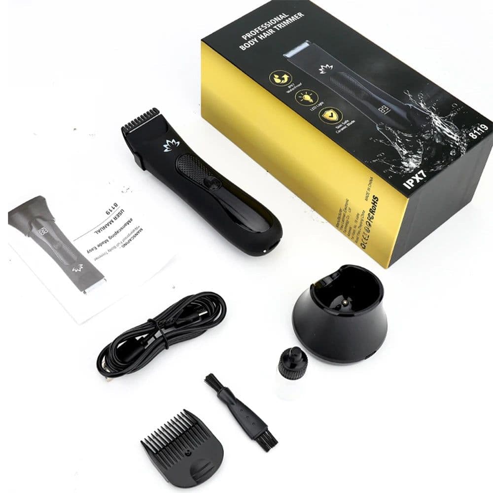 image-Full Body Hair Trimmer With Base Ceramic Steel Cutter Head Body Shaver