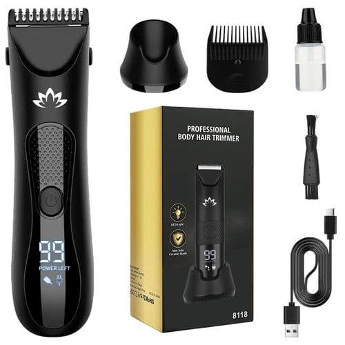 image-Full Body Hair Trimmer With Base Ceramic Steel Cutter Head Body Shaver