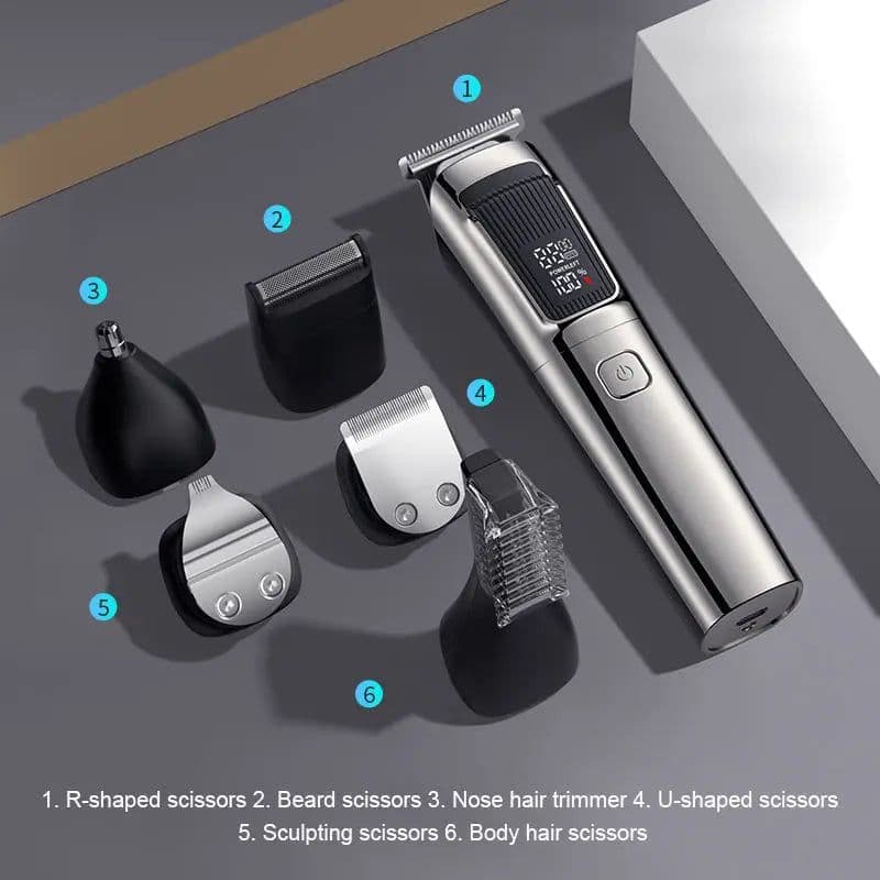 image-Mens IPX6 Waterproof Body Electric Shaver Beard Trimmer Nose Hair