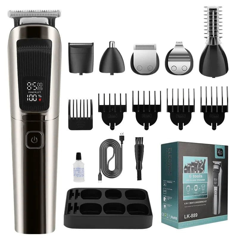 image-Mens IPX6 Waterproof Body Electric Shaver Beard Trimmer Nose Hair