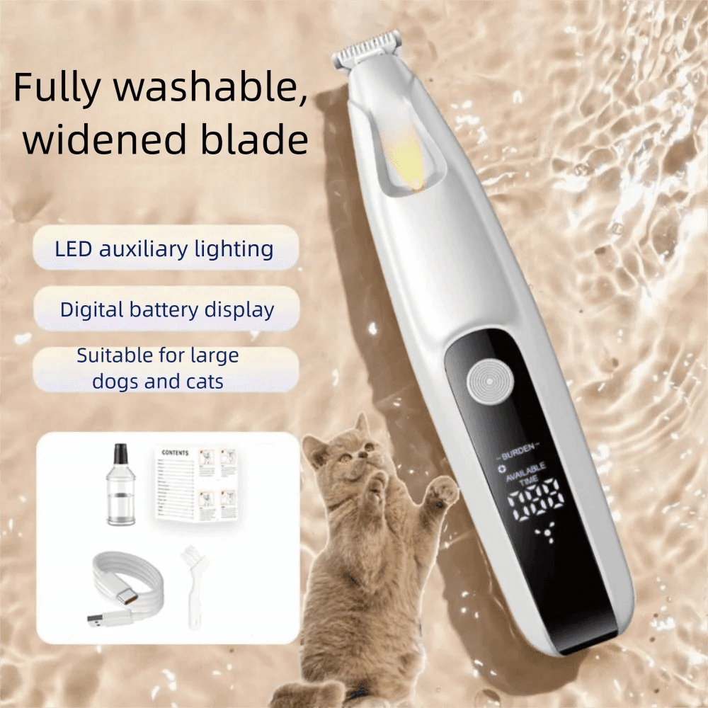 image-Convenient LED Dog Paw Trimmer LCD Display Fully Waterproof Cats Foot