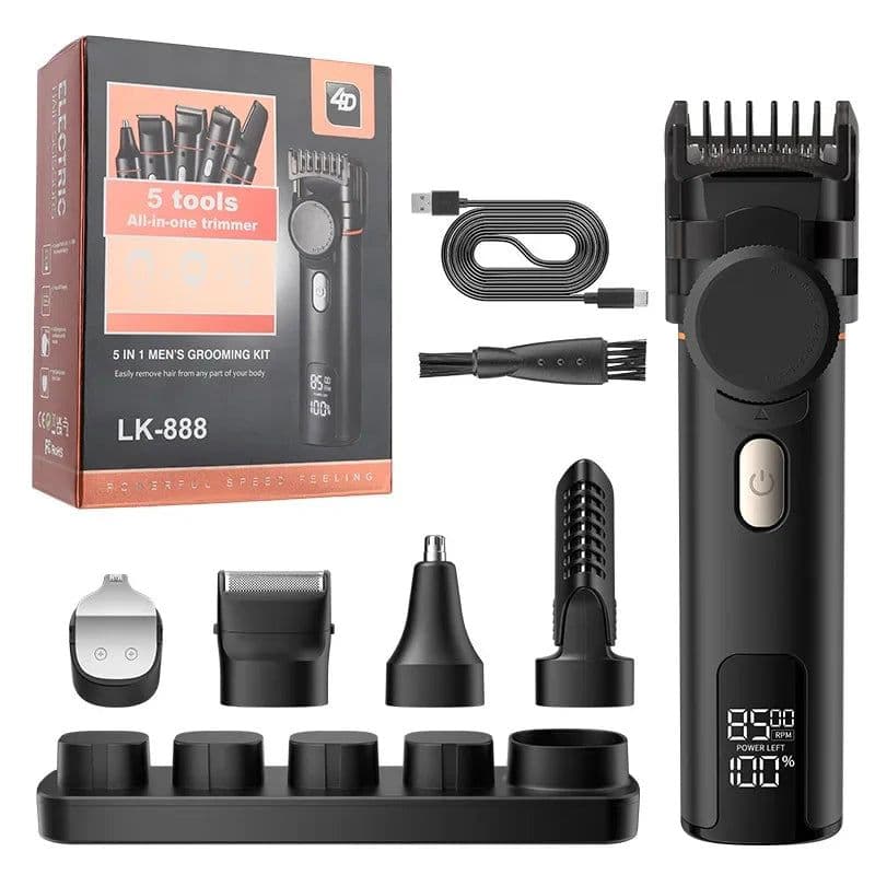 image-Type-C Charging Base IPX6 8500 RPM 1200mAh Men's Hair Clipper Kit,